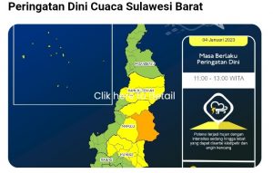 Peringatan Dini Cuaca di Sulbar, Rabu 4 Januari 2023