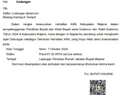 Pjs. Bupati Majene Keluarkan Undangan Apel  Netralitas ASN Pilkada 2024
