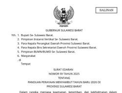 Sambut Tahun Baru 2026, Gubernur Sulbar Terbitkan Edaran Larangan Petasan hingga Balapan Liar