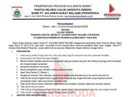 Sulbar Buka Seleksi Terbuka Direksi PT Malaqbi, Upaya Optimalisasi PAD di Tengah Efisiensi