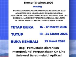 Jelang Libur Nasional Nyepi dan Idul Fitri, Perpusip Sulbar Tetap Buka Layanan Perpustakaan
