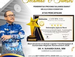 Sukses Transformasi Digital, Gubernur Suhardi Duka dan Diskominfoss Sulbar Sabet Penghargaan Nasional