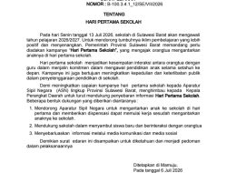 Pemprov Sulbar Beri Dispensasi ASN Antar Anak ke Sekolah, Senin 13 Juli Tahun Ajaran Baru Dimulai